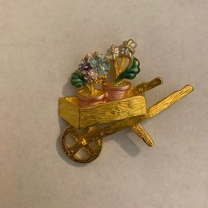 Vintage personalized flower gold tone brooch